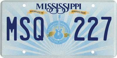 MS license plate MSQ227
