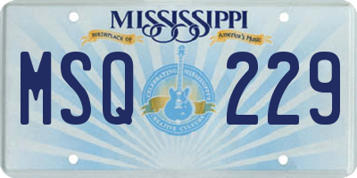 MS license plate MSQ229