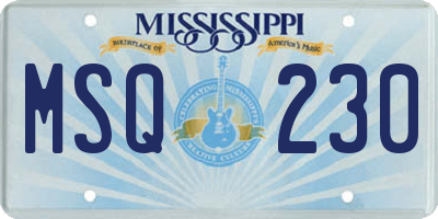 MS license plate MSQ230