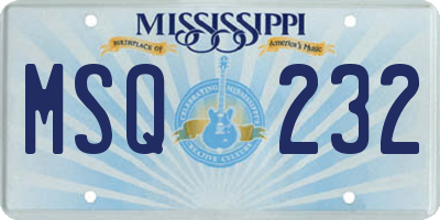 MS license plate MSQ232