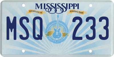 MS license plate MSQ233