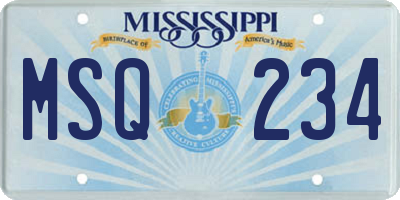 MS license plate MSQ234