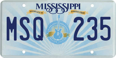 MS license plate MSQ235