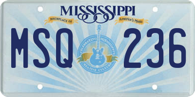 MS license plate MSQ236
