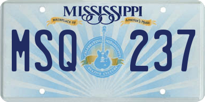 MS license plate MSQ237
