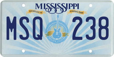 MS license plate MSQ238