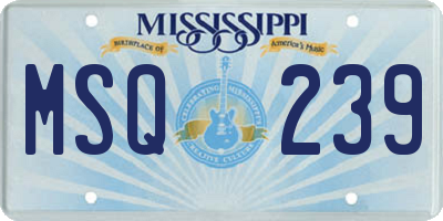 MS license plate MSQ239