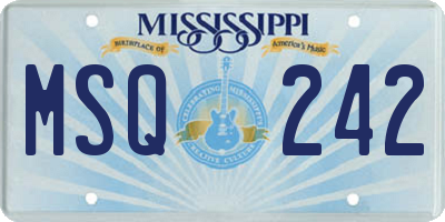 MS license plate MSQ242