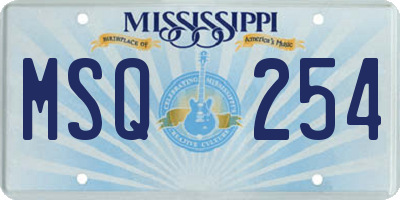 MS license plate MSQ254