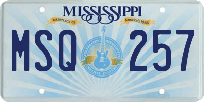 MS license plate MSQ257