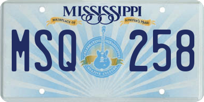MS license plate MSQ258