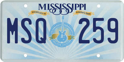 MS license plate MSQ259