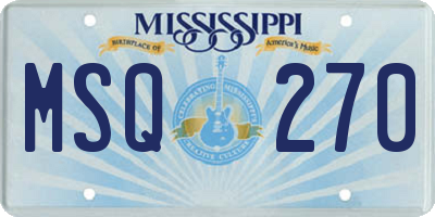 MS license plate MSQ270
