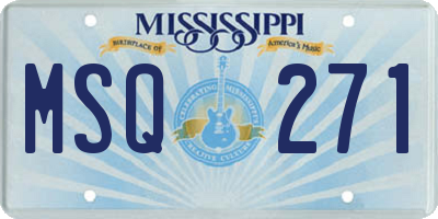 MS license plate MSQ271
