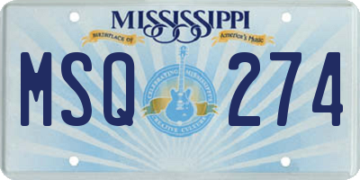 MS license plate MSQ274