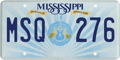 MS license plate MSQ276
