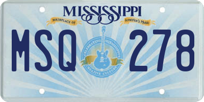 MS license plate MSQ278