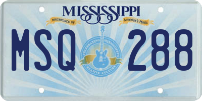MS license plate MSQ288