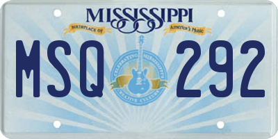 MS license plate MSQ292