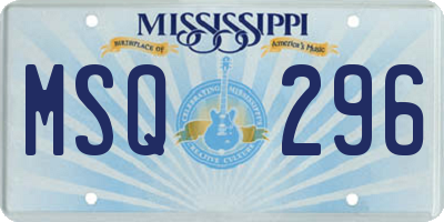 MS license plate MSQ296