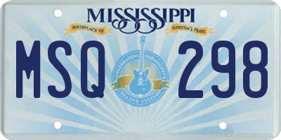 MS license plate MSQ298