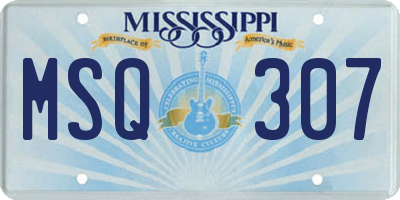 MS license plate MSQ307