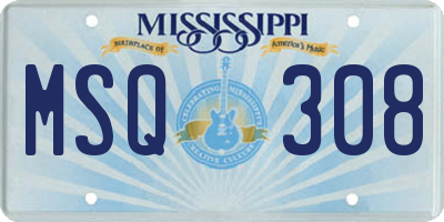 MS license plate MSQ308