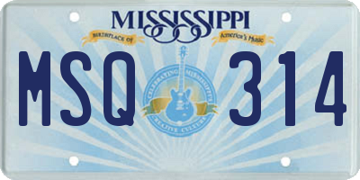 MS license plate MSQ314