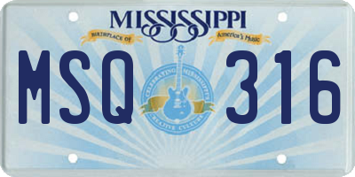 MS license plate MSQ316