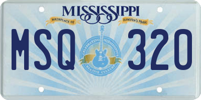MS license plate MSQ320