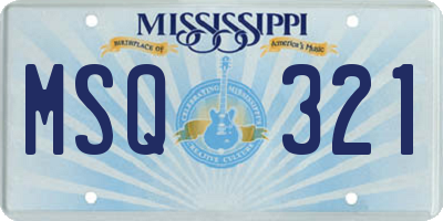 MS license plate MSQ321