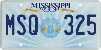 MS license plate MSQ325