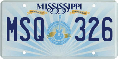 MS license plate MSQ326