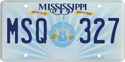 MS license plate MSQ327