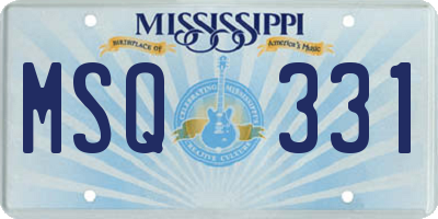 MS license plate MSQ331