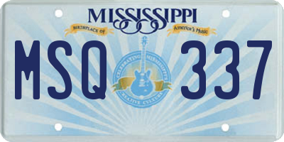 MS license plate MSQ337