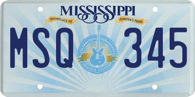 MS license plate MSQ345