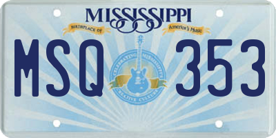 MS license plate MSQ353