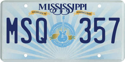 MS license plate MSQ357
