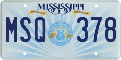 MS license plate MSQ378