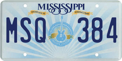 MS license plate MSQ384