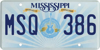 MS license plate MSQ386