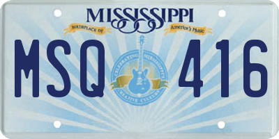 MS license plate MSQ416