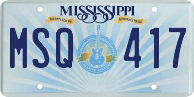 MS license plate MSQ417