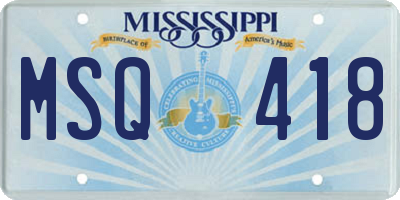 MS license plate MSQ418