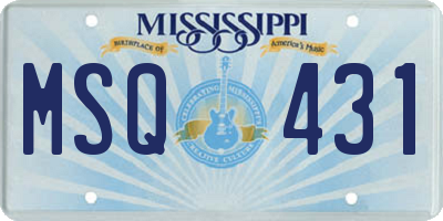 MS license plate MSQ431