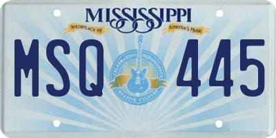 MS license plate MSQ445