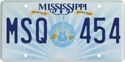 MS license plate MSQ454