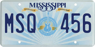 MS license plate MSQ456