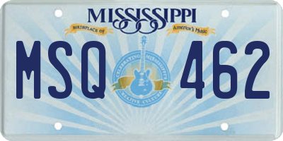 MS license plate MSQ462